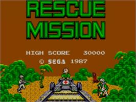 Title screen of Rescue Mission on the Sega Master System.