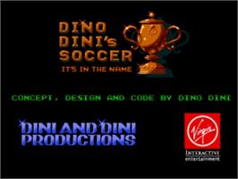 Title screen of Dino Dini's Soccer on the Sega Nomad.