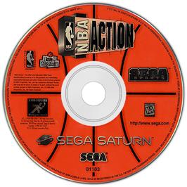 Artwork on the Disc for NBA Action 98 on the Sega Saturn.