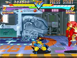 In game image of Marvel Super Heroes Vs. Street Fighter on the Sega Saturn.