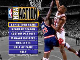 Title screen of NBA Action 98 on the Sega Saturn.