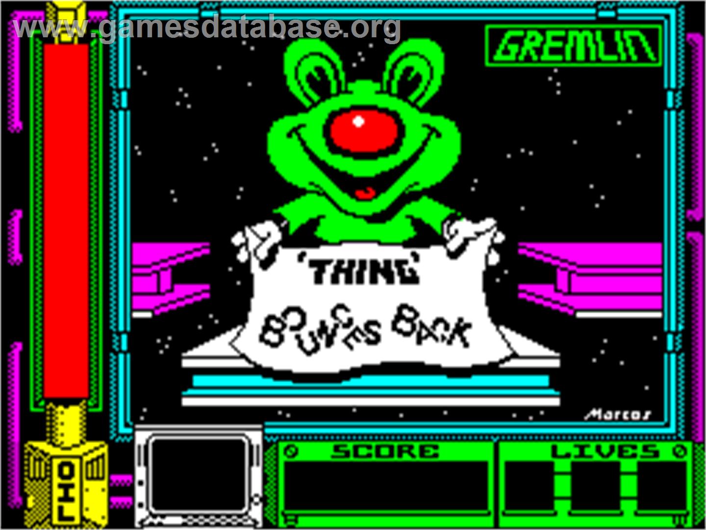 Thing Bounces Back - Sinclair ZX Spectrum - Artwork - Title Screen