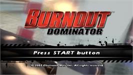 Title screen of Burnout Dominator on the Sony PSP.