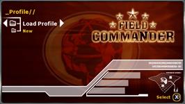 Title screen of Field Commander on the Sony PSP.