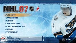 Title screen of NHL 7 on the Sony PSP.