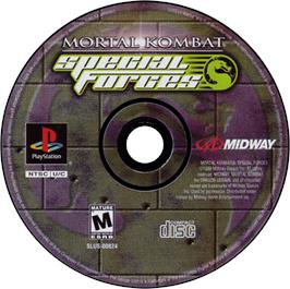 Artwork on the Disc for Mortal Kombat: Special Forces on the Sony Playstation.