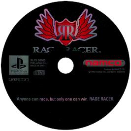 Artwork on the Disc for Rage Racer on the Sony Playstation.