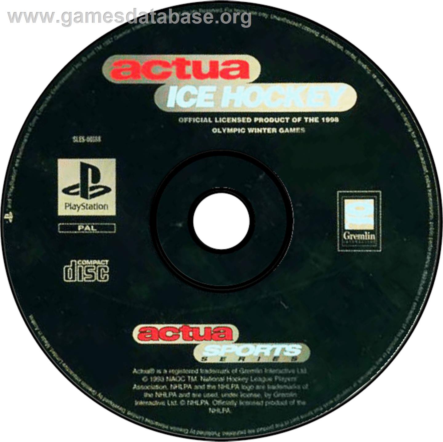 Actua Ice Hockey - Sony Playstation - Artwork - Disc