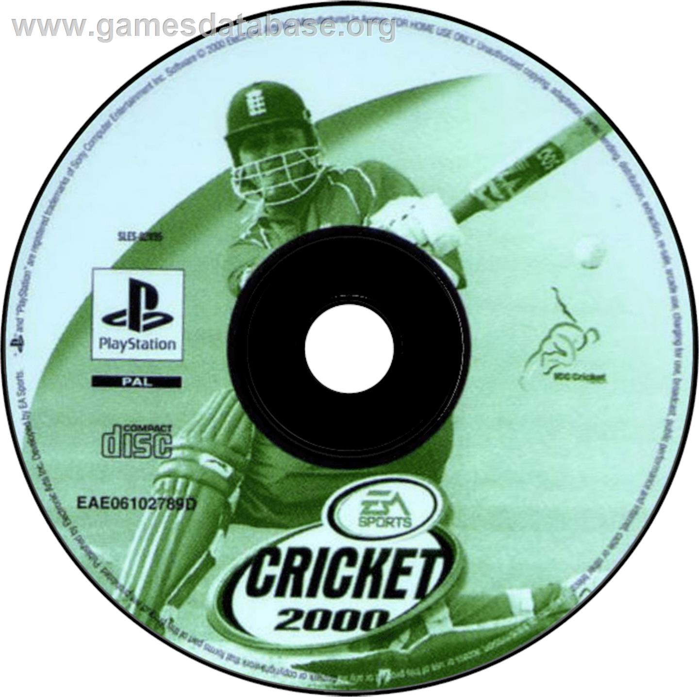 Cricket 2000 - Sony Playstation - Artwork - Disc