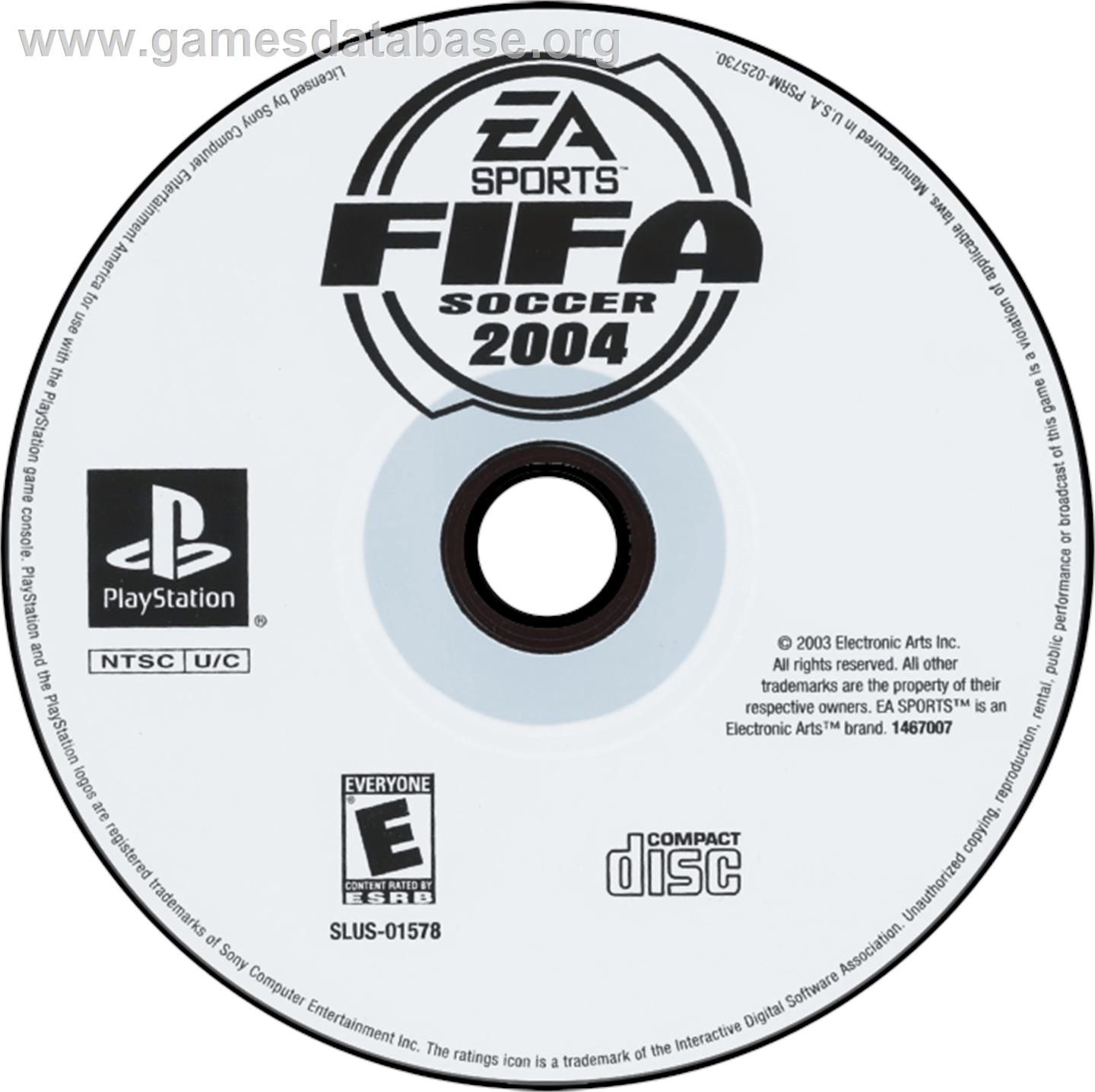 FIFA Soccer 2004 - Sony Playstation - Artwork - Disc