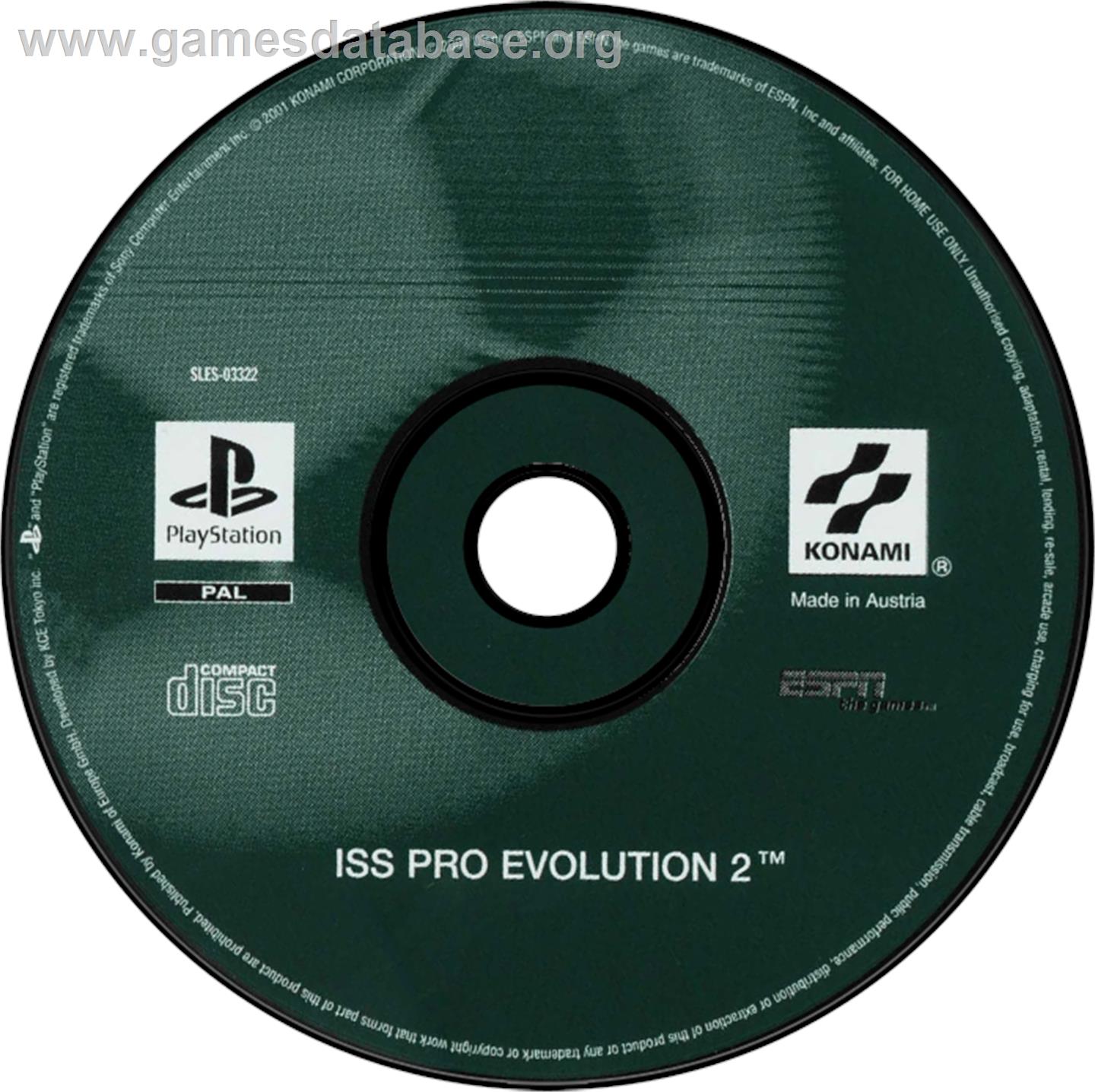 ISS Pro Evolution 2 - Sony Playstation - Artwork - Disc
