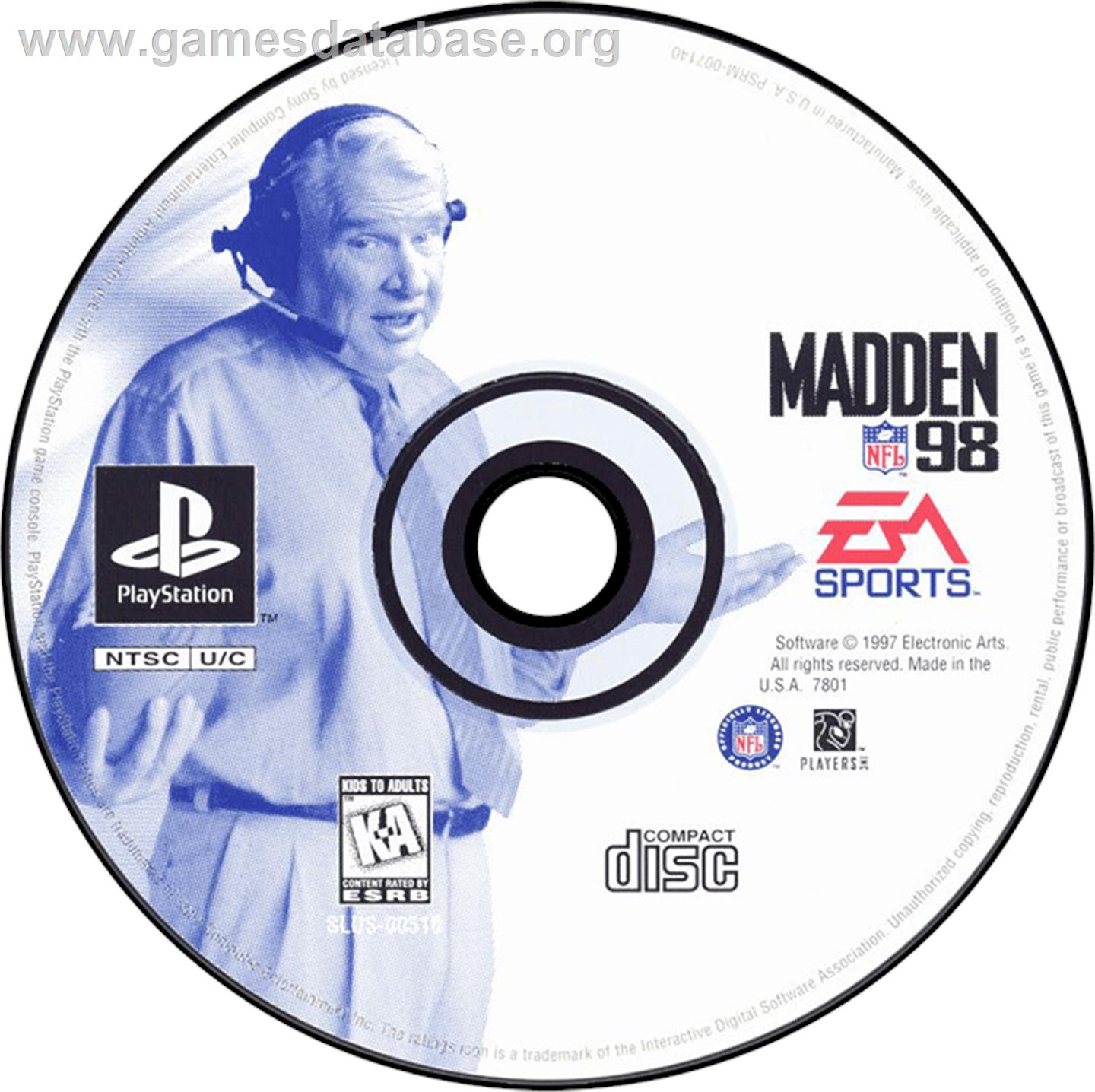 Madden NFL 98 - Sony Playstation - Artwork - Disc