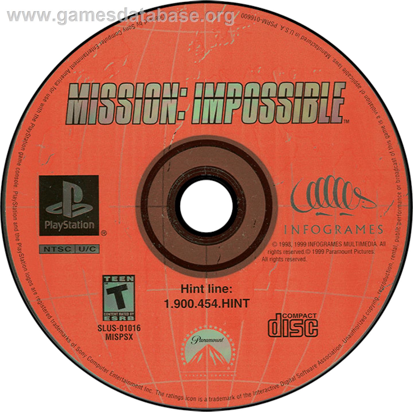 Mission: Impossible - Sony Playstation - Artwork - Disc