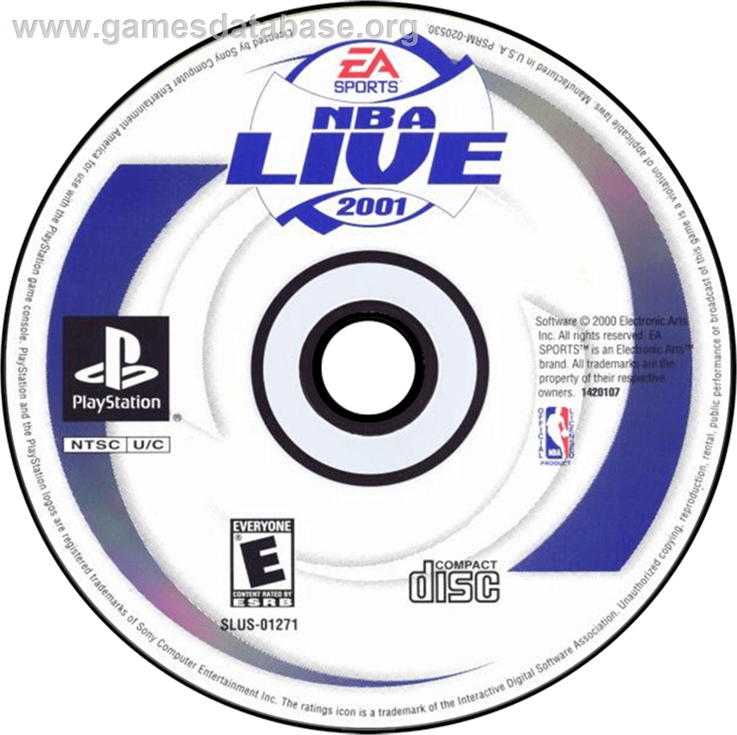 NBA Live 2001 - Sony Playstation - Artwork - Disc