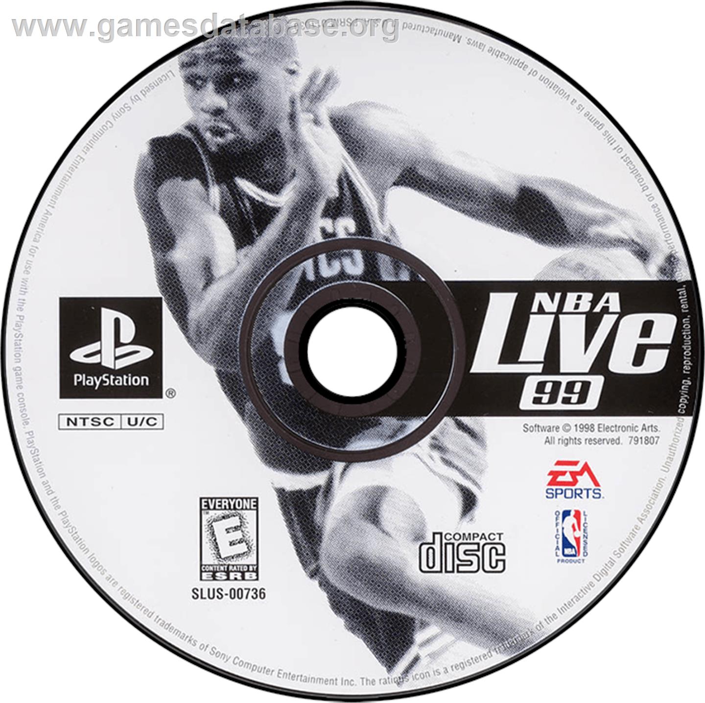 NBA Live 99 - Sony Playstation - Artwork - Disc