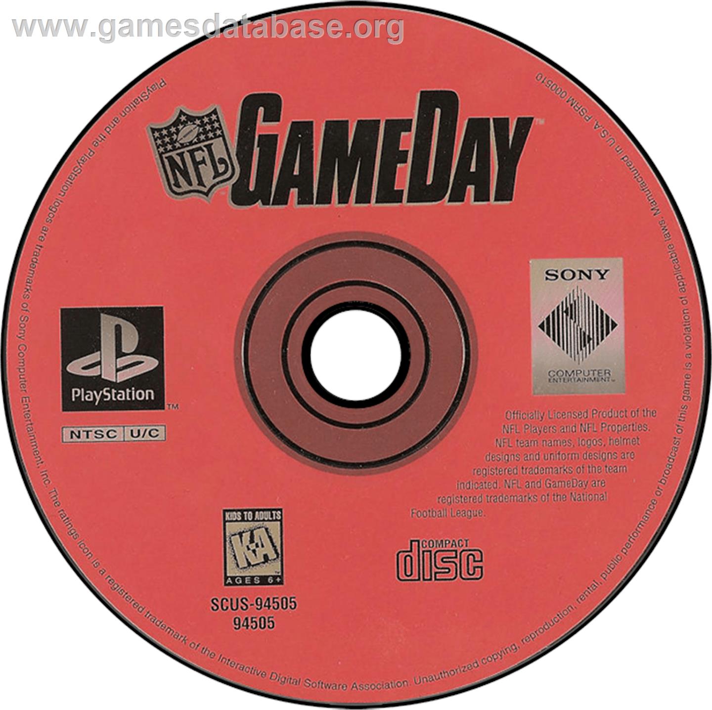 NFL GameDay - Sony Playstation - Artwork - Disc