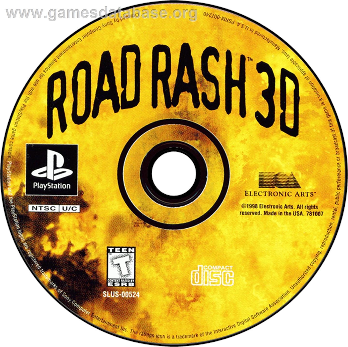 Road Rash 3-D - Sony Playstation - Artwork - Disc