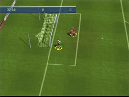 In game image of FIFA 2001 on the Sony Playstation.