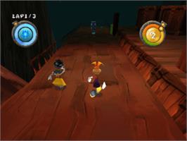 In game image of Rayman Rush on the Sony Playstation.