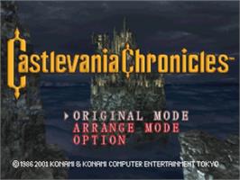 Title screen of Castlevania Chronicles on the Sony Playstation.