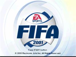 Title screen of FIFA 2001 on the Sony Playstation.