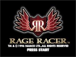 Title screen of Rage Racer on the Sony Playstation.