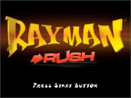 Title screen of Rayman Rush on the Sony Playstation.