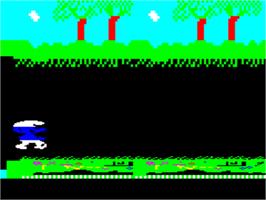 In game image of Schtroumpfs on the Tangerine Oric.